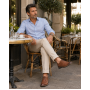Pantofi barbati casual din piele naturala maro cu perforatii 267M